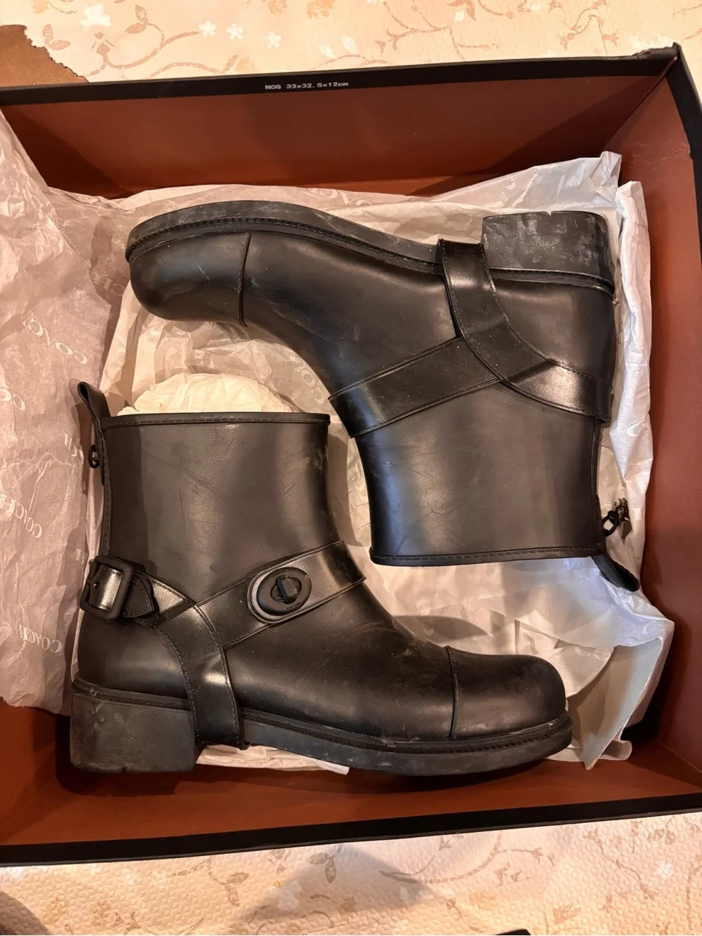 Coach Black Moto Women's Rain Ankle Boots